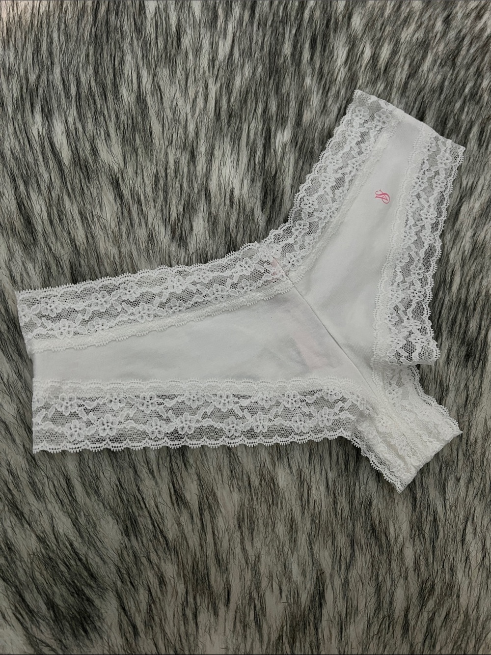 Victoria's Secret White Cotton Lace Trim Cheeky Panty Small NWT